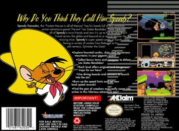 Speedy Gonzales in Los Gatos Bandidos (USA) (Beta) box cover back